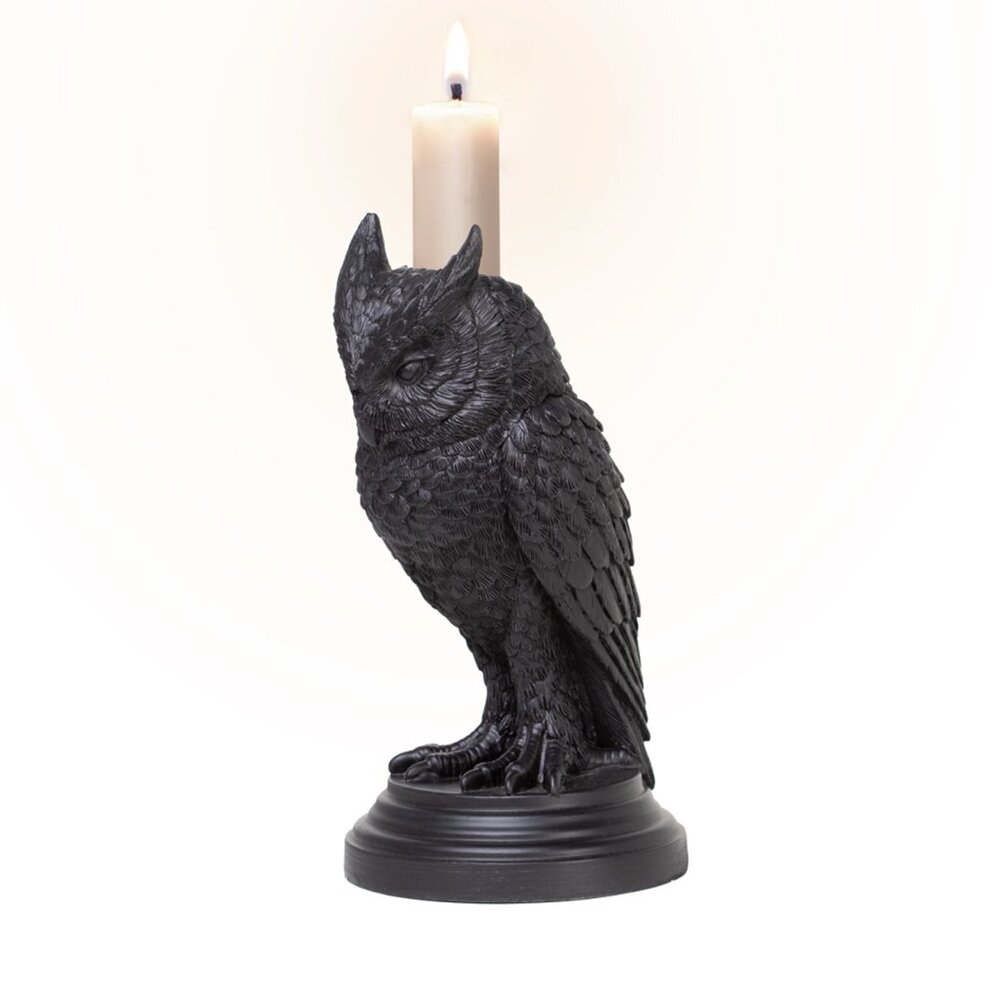 Owl Candle Holder Alchemy Gothic Owl of Astrontiel Candlestick Holder